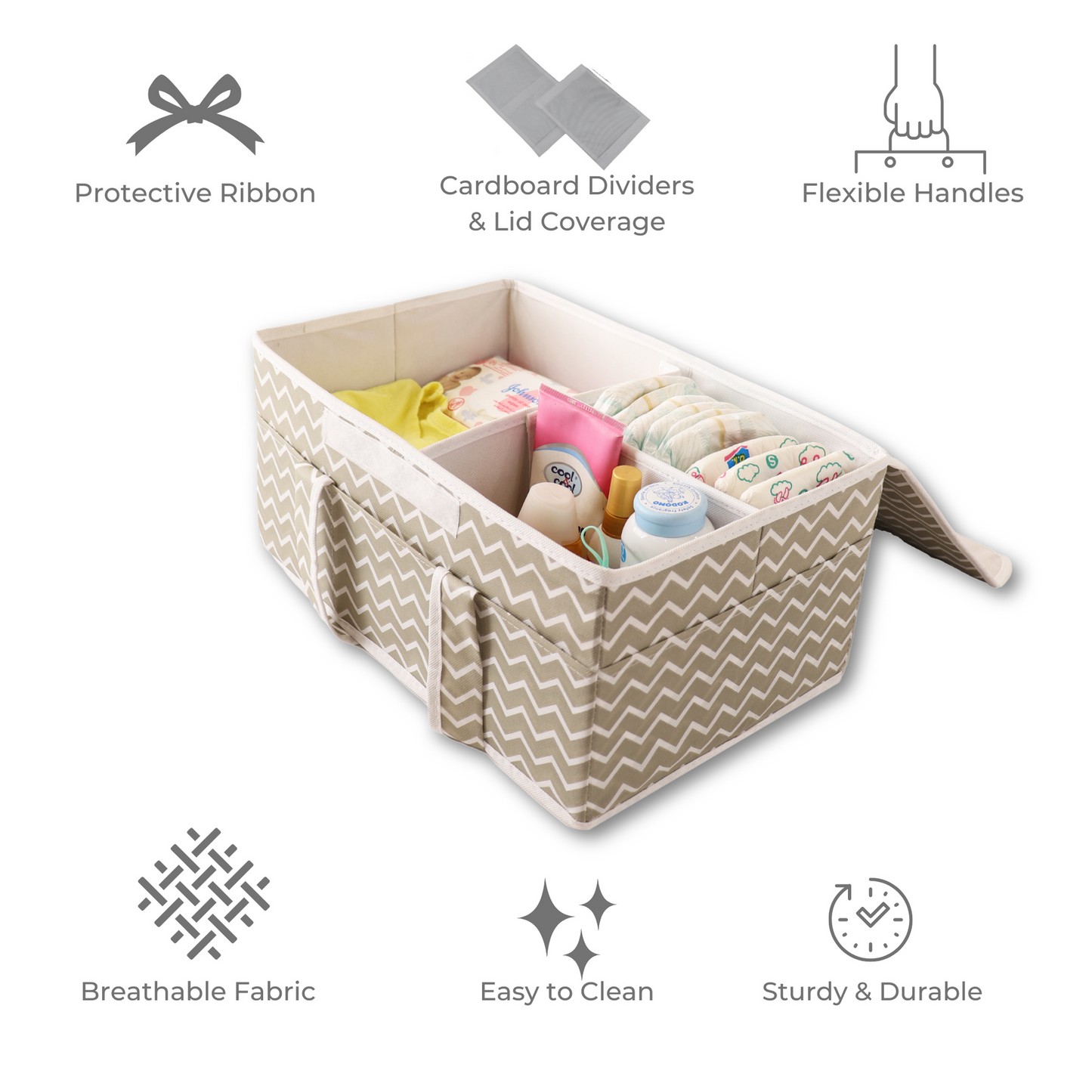 SWIFTZA Baby Diaper Storage Caddy with Lid